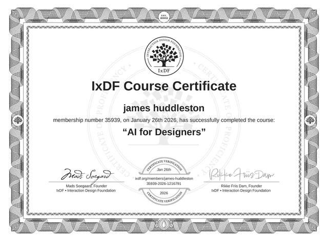 AI for Designers, Interaction Design Foundation (IxDF) certificate